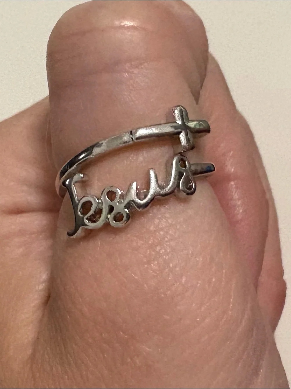 Silver Jesus ring adjustable - Picture 2 of 2